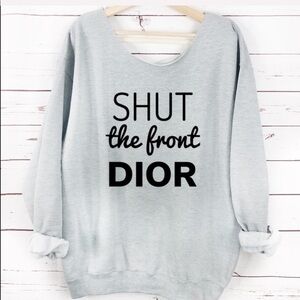 NEW Gray Shut the Front Dior Sweater, Womens